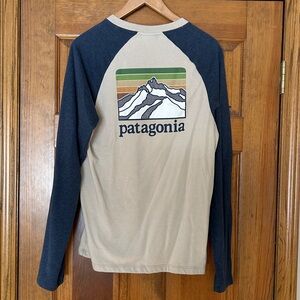 Patagonia Men's Beige and Dark Gray Long Sleeve Tee